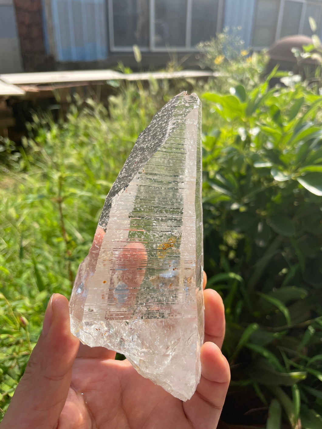 Huge Lemurian Quartz crystal with deep striations on the sides