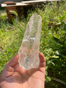 Huge Lemurian Quartz crystal with deep striations on the sides